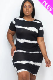 Plus Size Tie-dye Print Bodycon Dress - Fashionmj