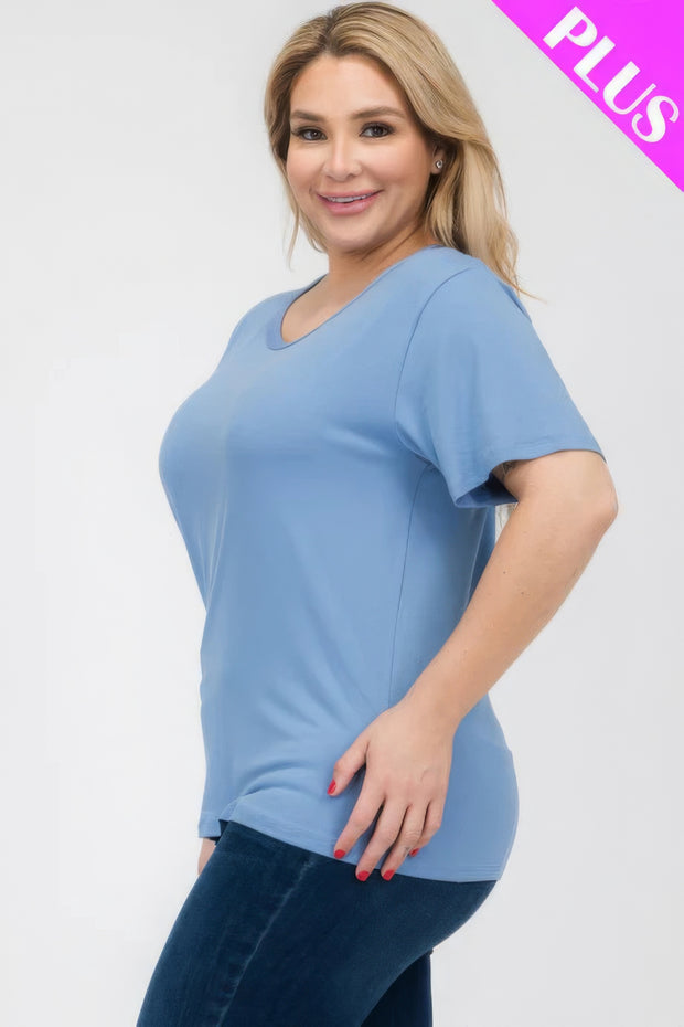 Plus Size Basic Short Sleeve T-shirt - Fashionmj