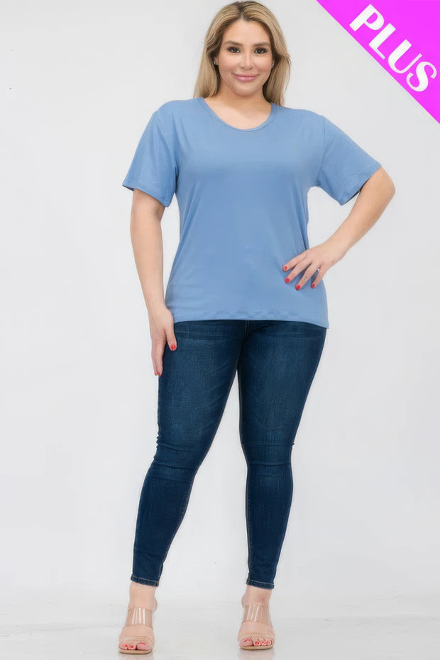 Plus Size Basic Short Sleeve T-shirt - Fashionmj