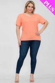 Plus Size Basic Short Sleeve T-shirt - Fashionmj