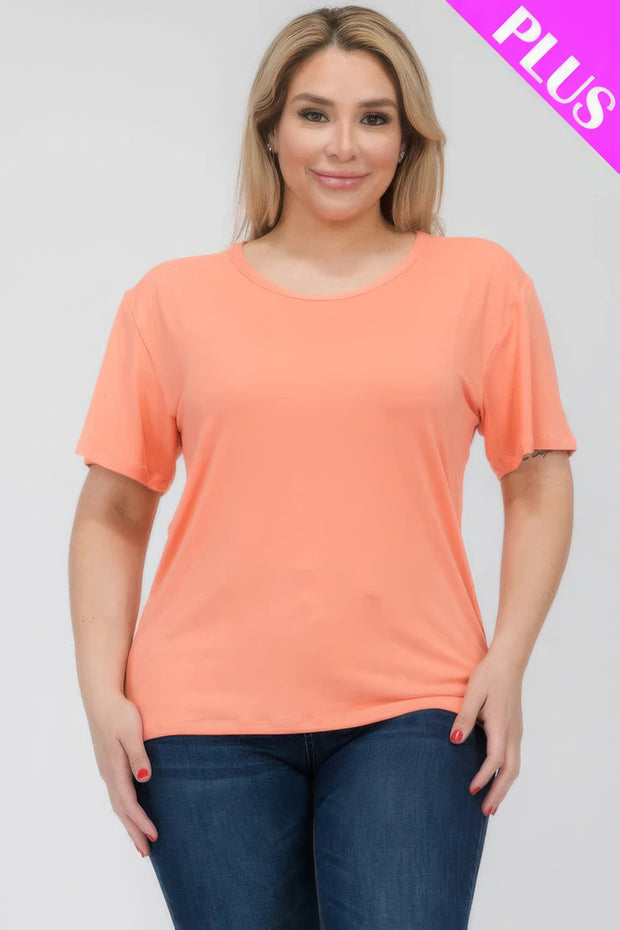 Plus Size Basic Short Sleeve T-shirt - Fashionmj