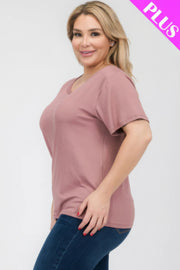 Plus Size Basic Short Sleeve T-shirt - Fashionmj