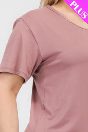 Plus Size Basic Short Sleeve T-shirt - Fashionmj