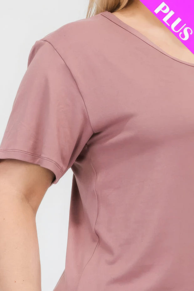 Plus Size Basic Short Sleeve T-shirt - Fashionmj