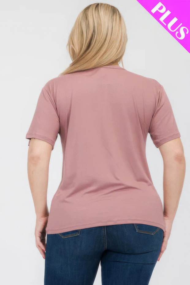 Plus Size Basic Short Sleeve T-shirt - Fashionmj