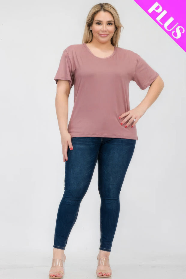 Plus Size Basic Short Sleeve T-shirt - Fashionmj