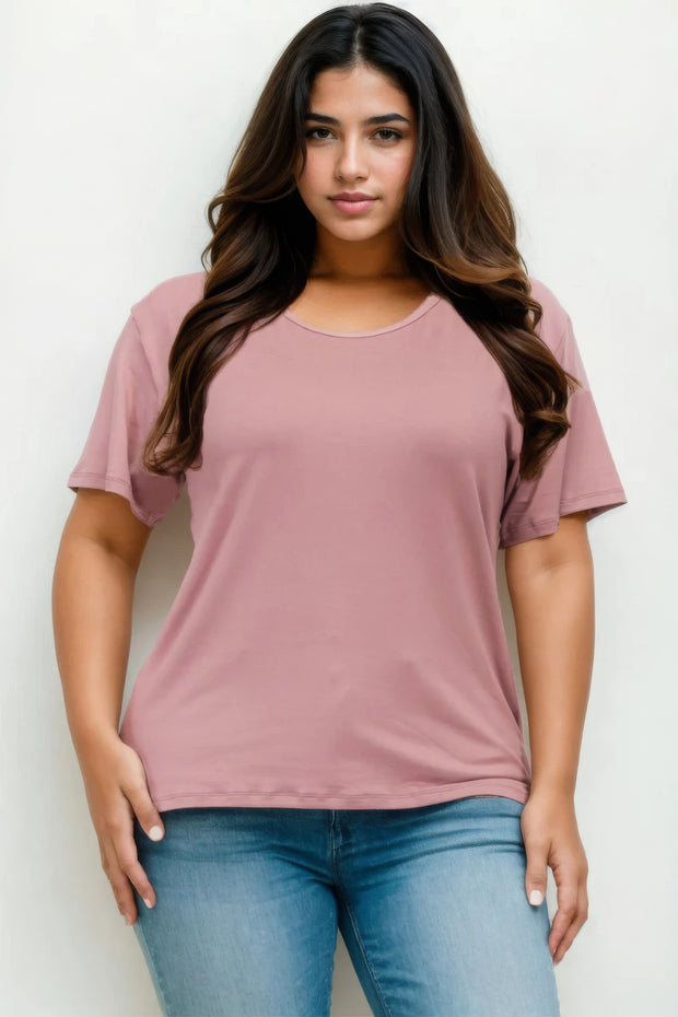 Plus Size Basic Short Sleeve T-shirt - Fashionmj