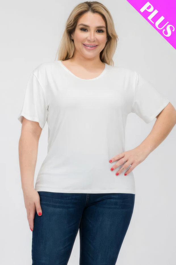 Plus Size Basic Short Sleeve T-shirt - Fashionmj