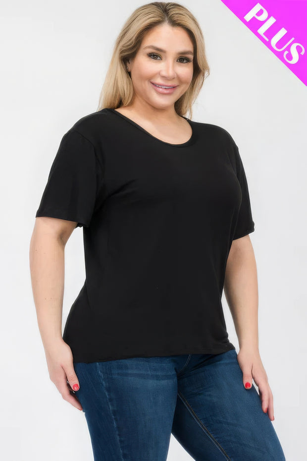 Plus Size Basic Short Sleeve T-shirt - Fashionmj