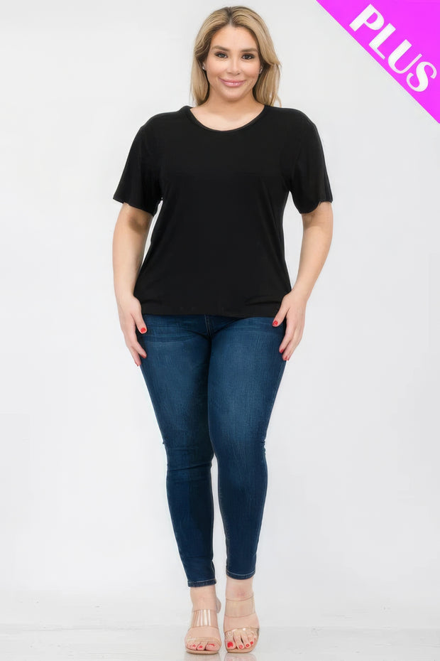 Plus Size Basic Short Sleeve T-shirt - Fashionmj