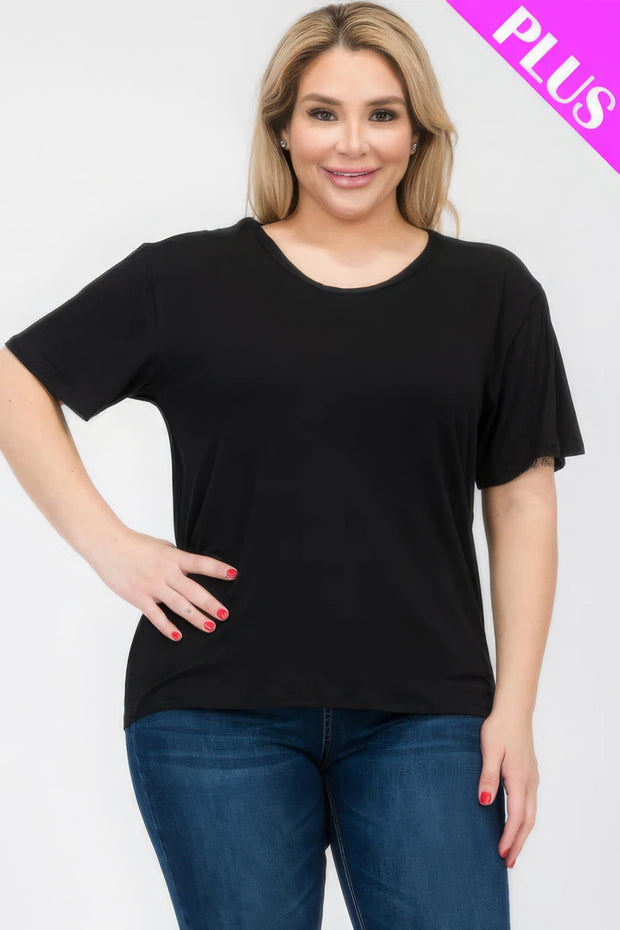 Plus Size Basic Short Sleeve T-shirt - Fashionmj