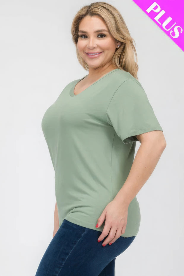 Plus Size Basic Short Sleeve T-shirt - Fashionmj