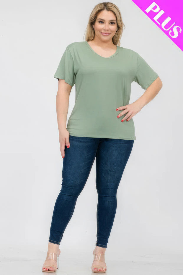 Plus Size Basic Short Sleeve T-shirt - Fashionmj