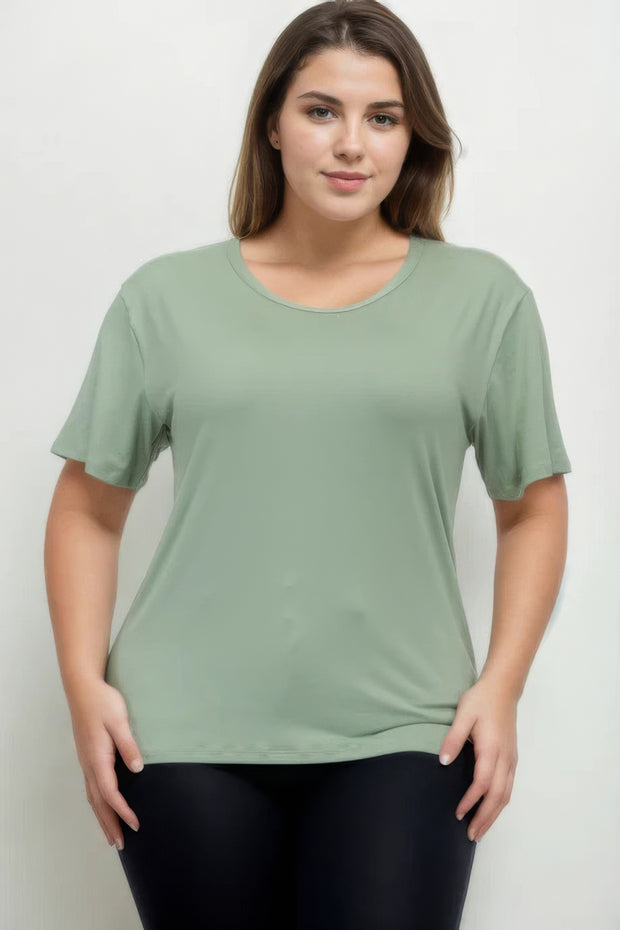 Plus Size Basic Short Sleeve T-shirt - Fashionmj