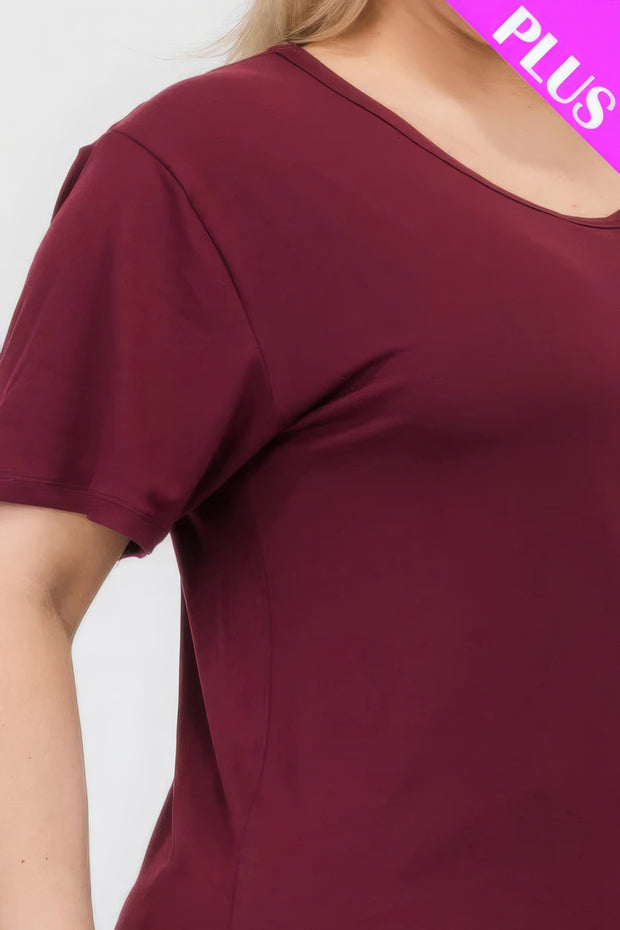 Plus Size Basic Short Sleeve T-shirt - Fashionmj