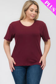 Plus Size Basic Short Sleeve T-shirt - Fashionmj