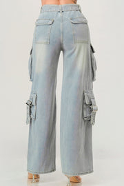 Belted Denim Cargo Jean - Fashionmj