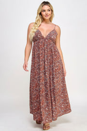 Floral Maxi Dress With Tie Back - Fashionmj