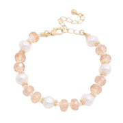 Pearl Beaded Metal Bracelet - Fashionmj