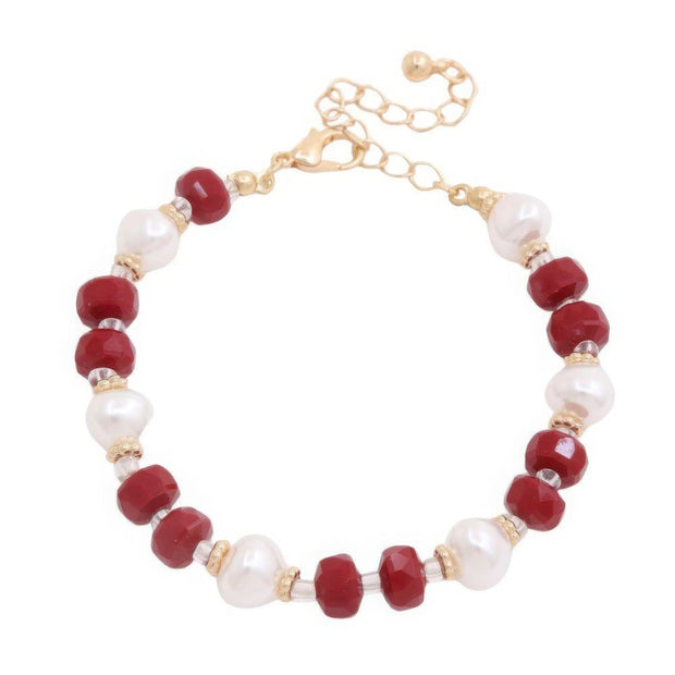 Pearl Beaded Metal Bracelet - Fashionmj