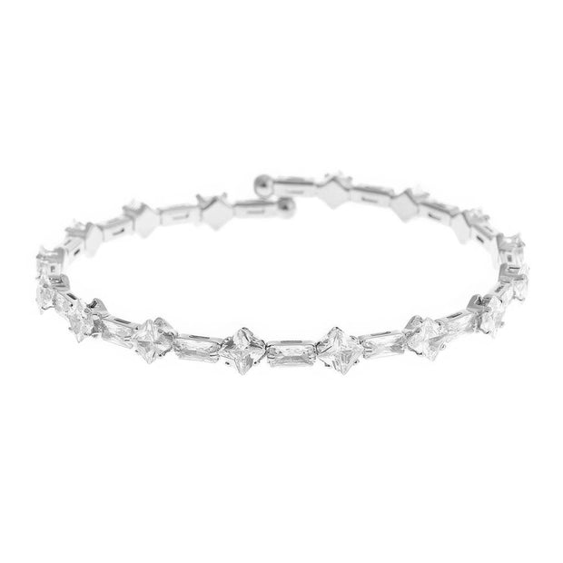 Crystal Square Baguette Cuff Bracelet - Fashionmj