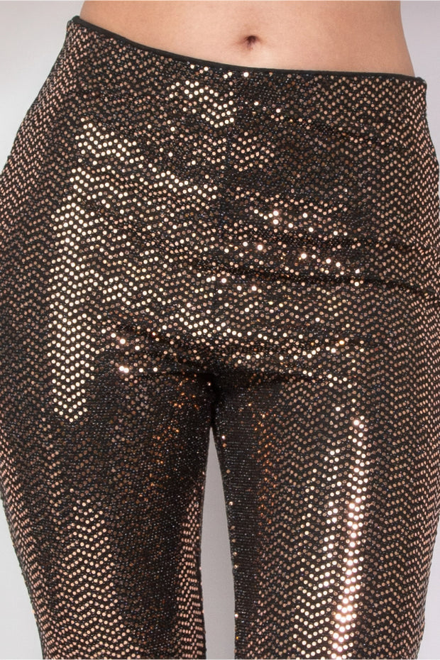 Sequined Fit & Flare Midrise Pants - Fashionmj