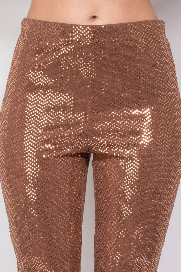 Sequined Fit & Flare Midrise Pants - Fashionmj