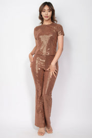 Sequined Fit & Flare Midrise Pants - Fashionmj