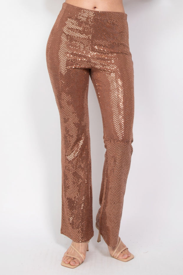 Sequined Fit & Flare Midrise Pants - Fashionmj