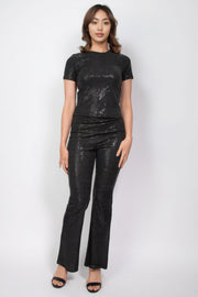 Sequined Fit & Flare Midrise Pants - Fashionmj