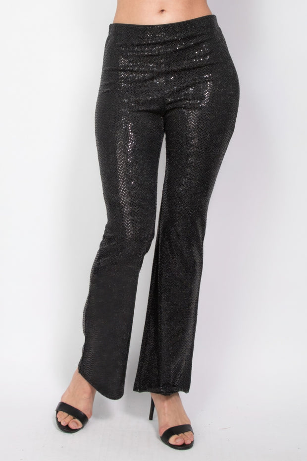 Sequined Fit & Flare Midrise Pants - Fashionmj