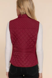 Suede Piping Quilted Padding Vest - Fashionmj