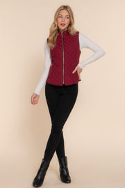 Suede Piping Quilted Padding Vest - Fashionmj