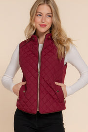 Suede Piping Quilted Padding Vest - Fashionmj