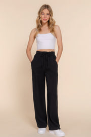 Elastic Waist Tencel Long Pants - Fashionmj