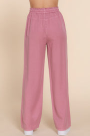 Elastic Waist Tencel Long Pants - Fashionmj