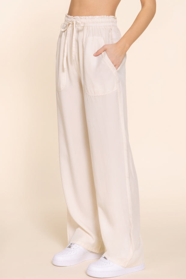 Elastic Waist Tencel Long Pants - Fashionmj