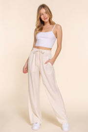 Elastic Waist Tencel Long Pants - Fashionmj