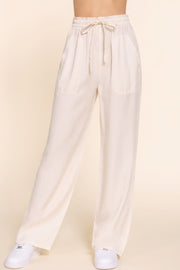 Elastic Waist Tencel Long Pants - Fashionmj