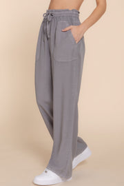 Elastic Waist Tencel Long Pants - Fashionmj