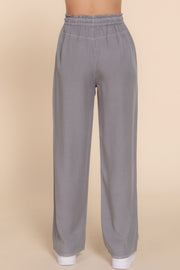 Elastic Waist Tencel Long Pants - Fashionmj