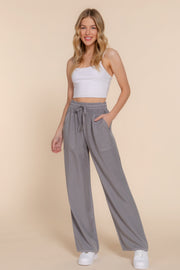 Elastic Waist Tencel Long Pants - Fashionmj