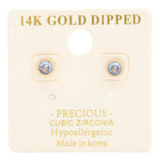 14k Gold Dipped Cz Round Earring