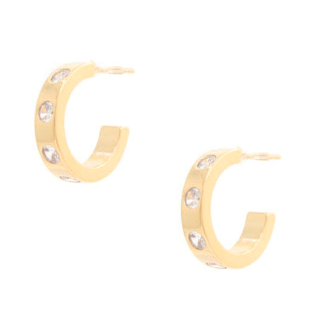 14k Rhinestone Hoop Gold Dipped Earring