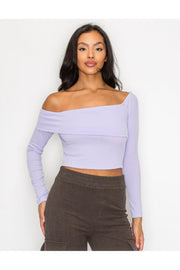 Bardot ribbed long sleeve crop top - Fashionmj