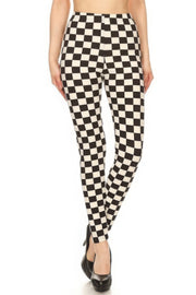 Checkered Printed High Waisted Leggings - Fashionmj