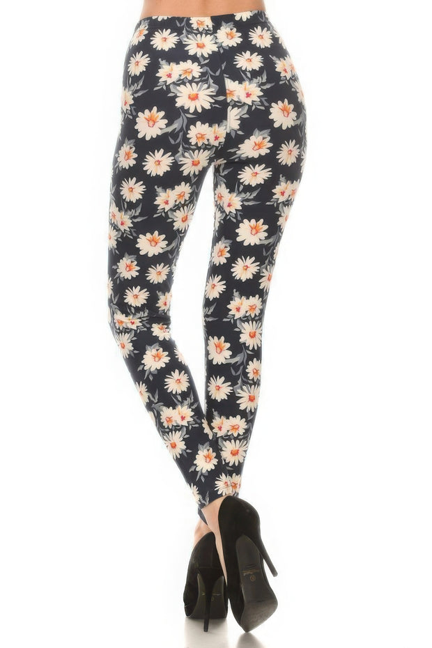 Super Soft Peach Skin Fabric, Multi-color Printed Knit Leggings - Fashionmj