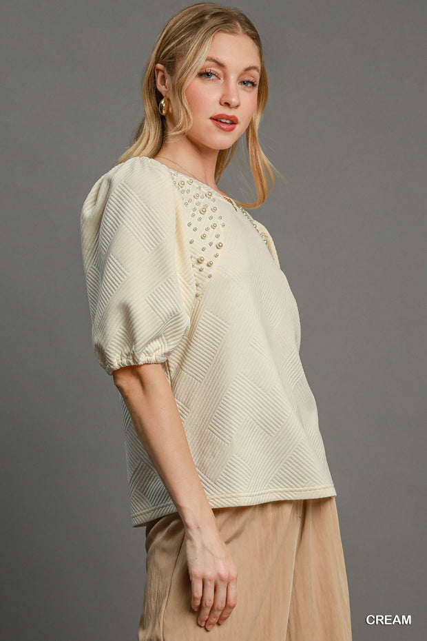 Puff Sleeve Knit Top - Fashionmj