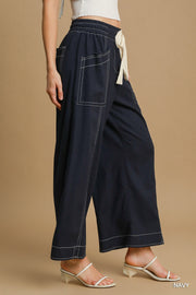 Wide Leg Pull On Pants - Fashionmj