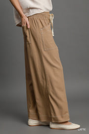 Wide Leg Pull On Pants - Fashionmj